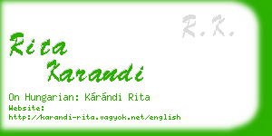 rita karandi business card